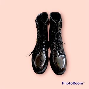GUESS Patent Leather Combat Boots